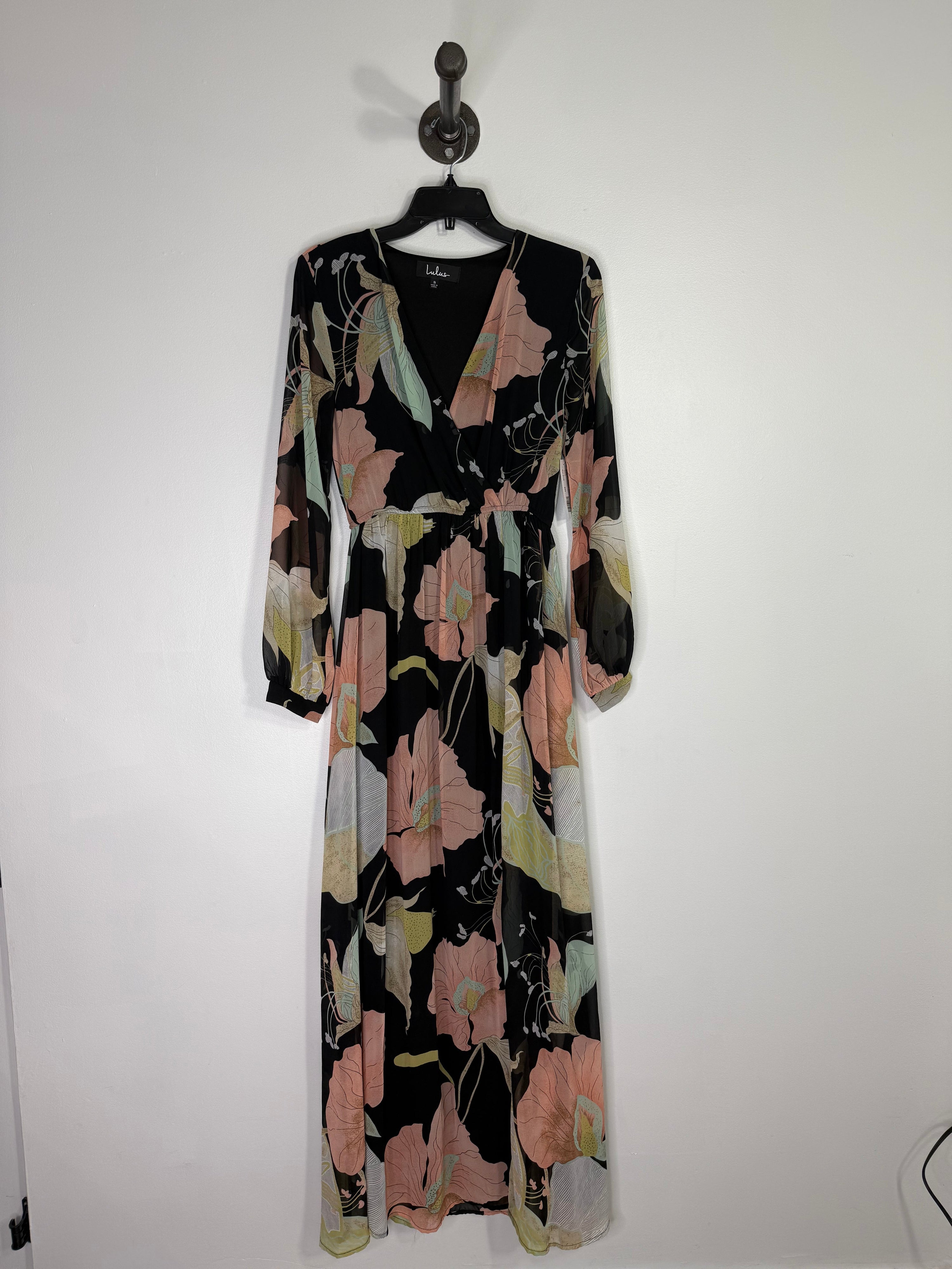 Lulus Black Floral Maxi Dress