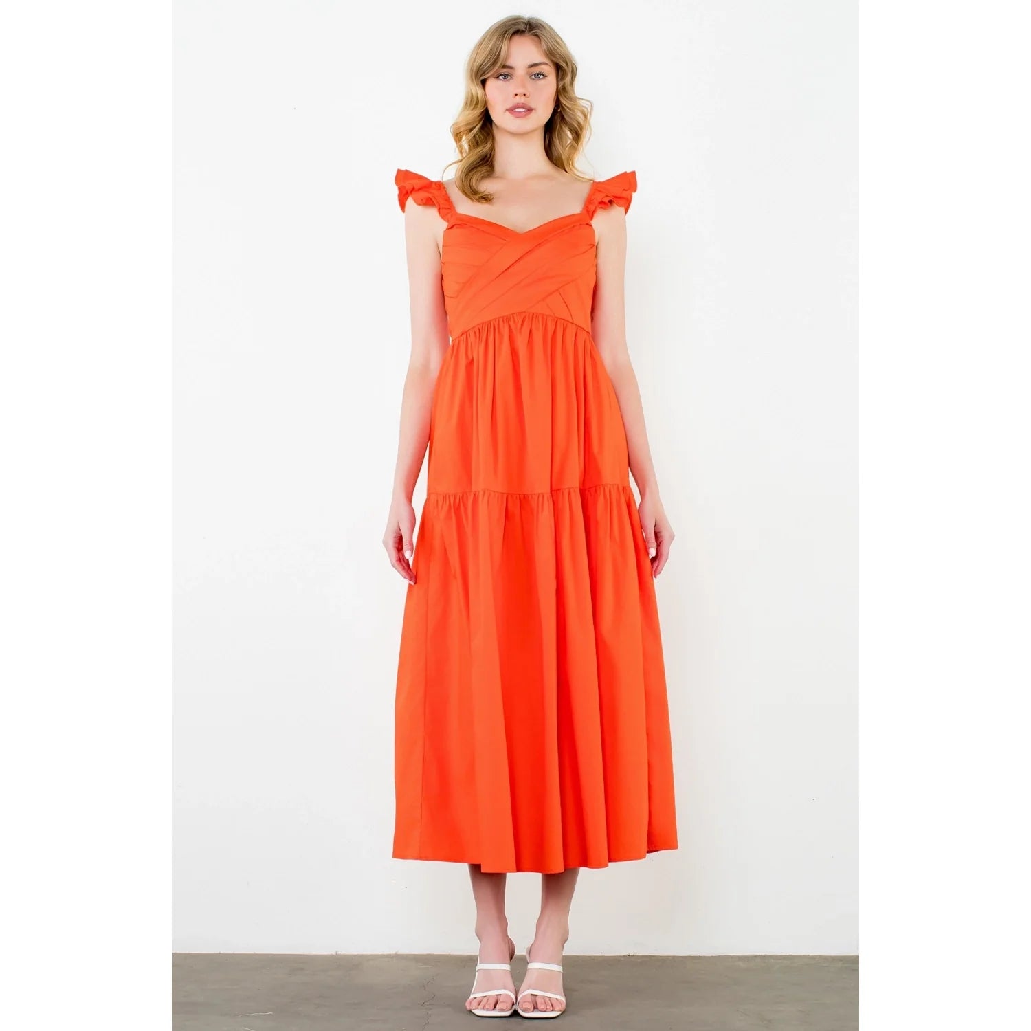Tiered Poplin Maxi Dress